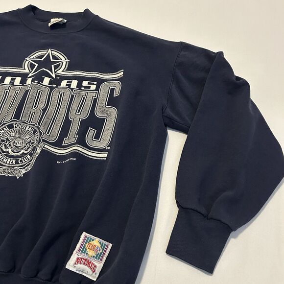 Vintage Nutmeg Dallas Cowboys Sweatshirt Navy VTG Football NFL Large Made In USA - Picture 5 of 13